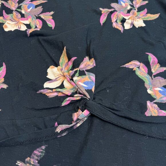 ANA A New Day Women's Twist Front Black Multicolor Floral Tank Top M Med Medium - Picture 5 of 12